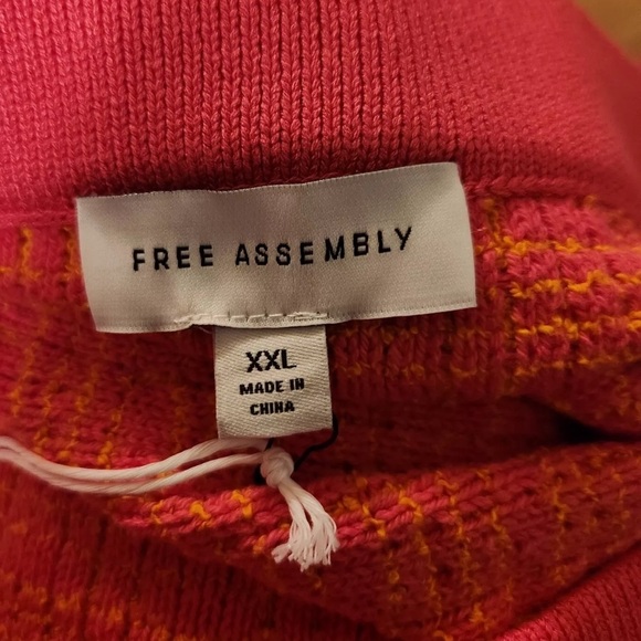 Free Assembly NWOT XXL Plaid 90s Mini Skirt, Tweed Sweater Knit, Pink Orange - Picture 3 of 5